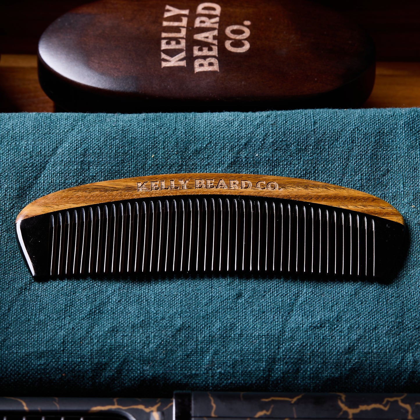 Kelly Beard Co. Iron Beard Comb — Horn & Sandalwood