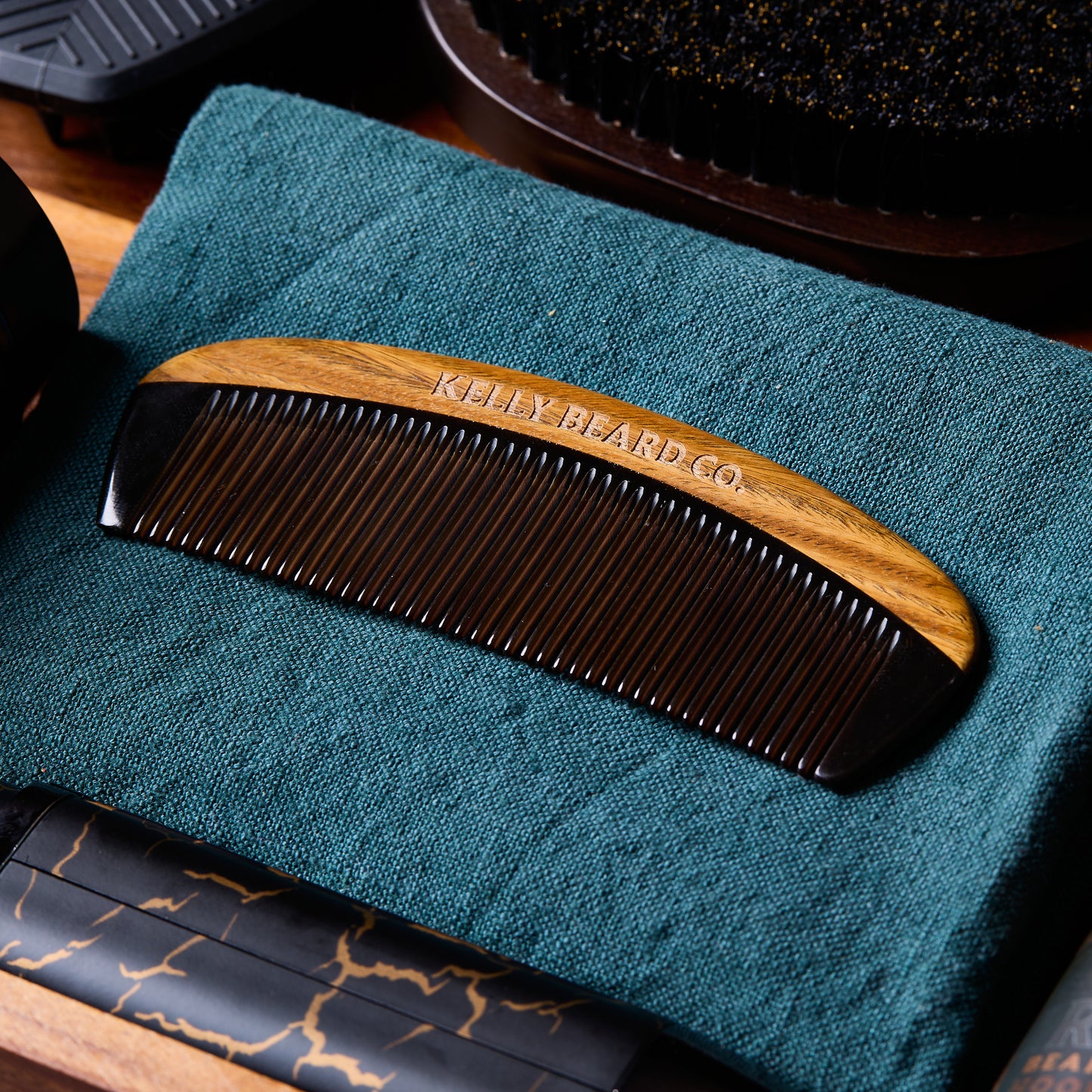 Kelly Beard Co. Iron Beard Comb — Horn & Sandalwood